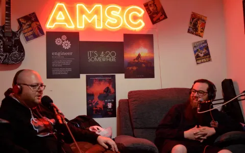 Ash and Sean in the podcast studio